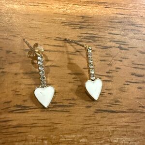 Heart Shaped Earrings with Rhinestones